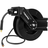 BLACK - CARRETE RETRACTIL TXEC PRO PARA AIRE COMPRIMIDO, MANGUERA HIBRIDA 3/8" × 50 FT, 300 PSI, CON ENTRADA DE 5 FT