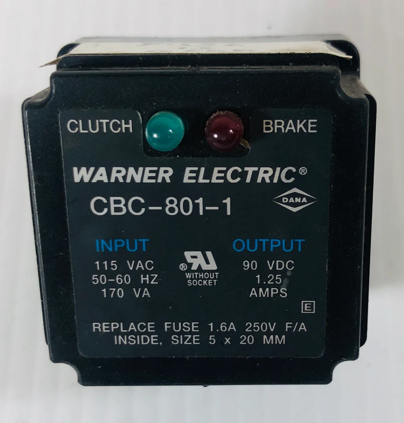 Warner Electric CBC-801-1 Control embrague/freno, 120 VCA entrada, 90 VCC salida, 1.25A